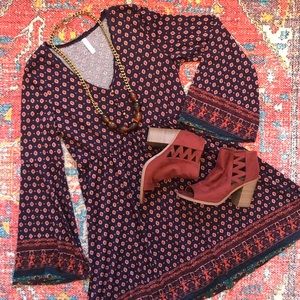 Bell Sleeve Boho Dress